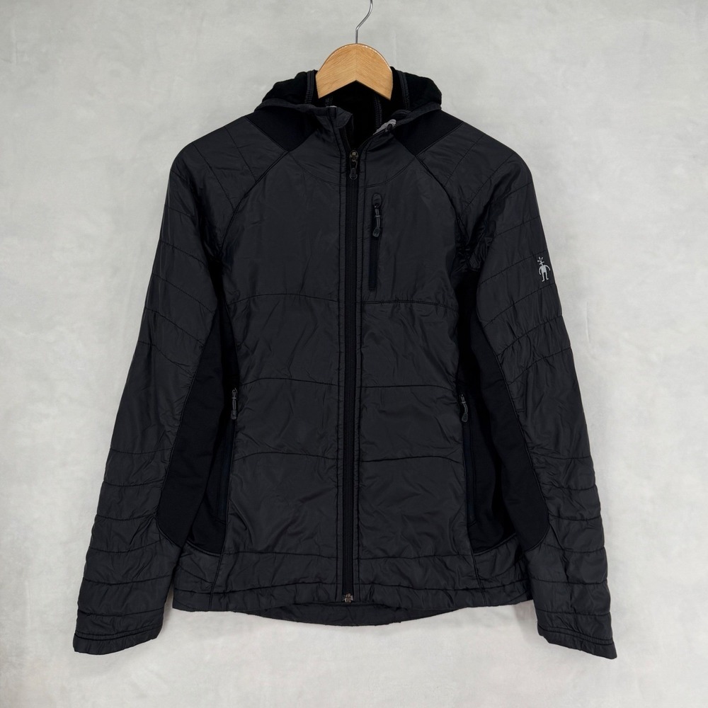 Smartwool Smartloft Hooded Jacket Womens Small Black Quilted Merino Wool Blend